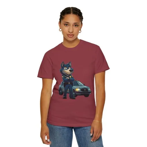 Cute Cartoon Police Dog T-Shirt - Unisex Garment-Dyed Tee - Image 48