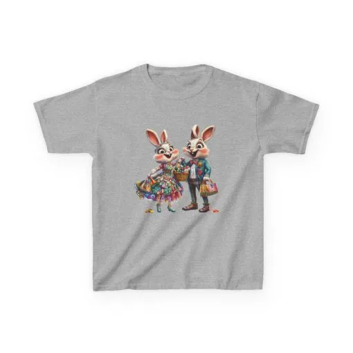Adorable Bunny Couple Kids Tee - Perfect for Easter Celebrations - Image 10