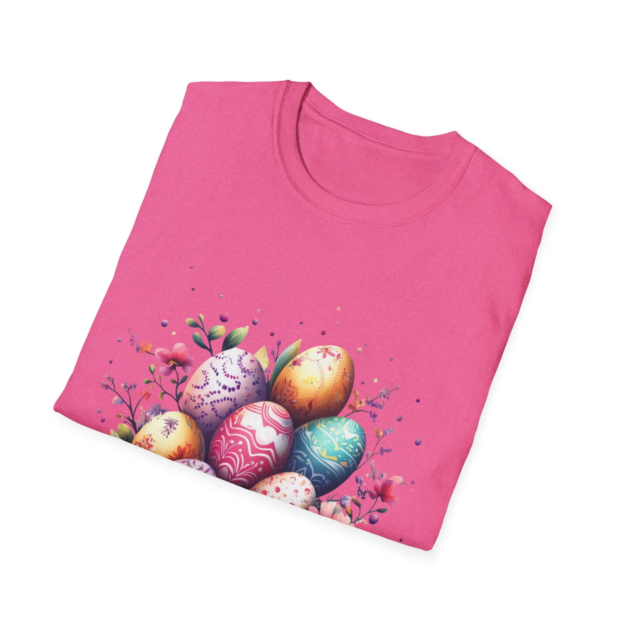 Easter Egg Floral Unisex Softstyle T-Shirt - Vibrant Spring Design - Image 4