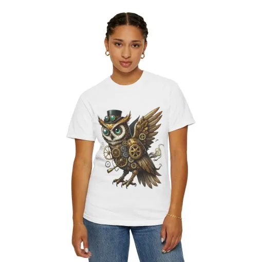 Steampunk Owl Unisex Garment-Dyed T-Shirt - Image 8