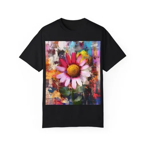 Colorful Floral Art Unisex Garment-Dyed T-Shirt - Image 17