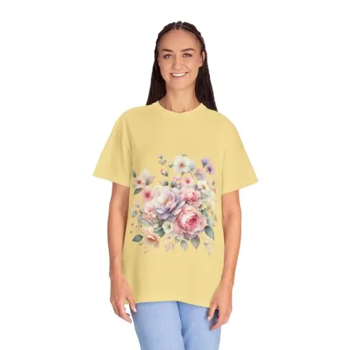 Floral Bliss Unisex Garment-Dyed T-Shirt – Perfect for Spring Celebrations and Everyday Wear - Image 23