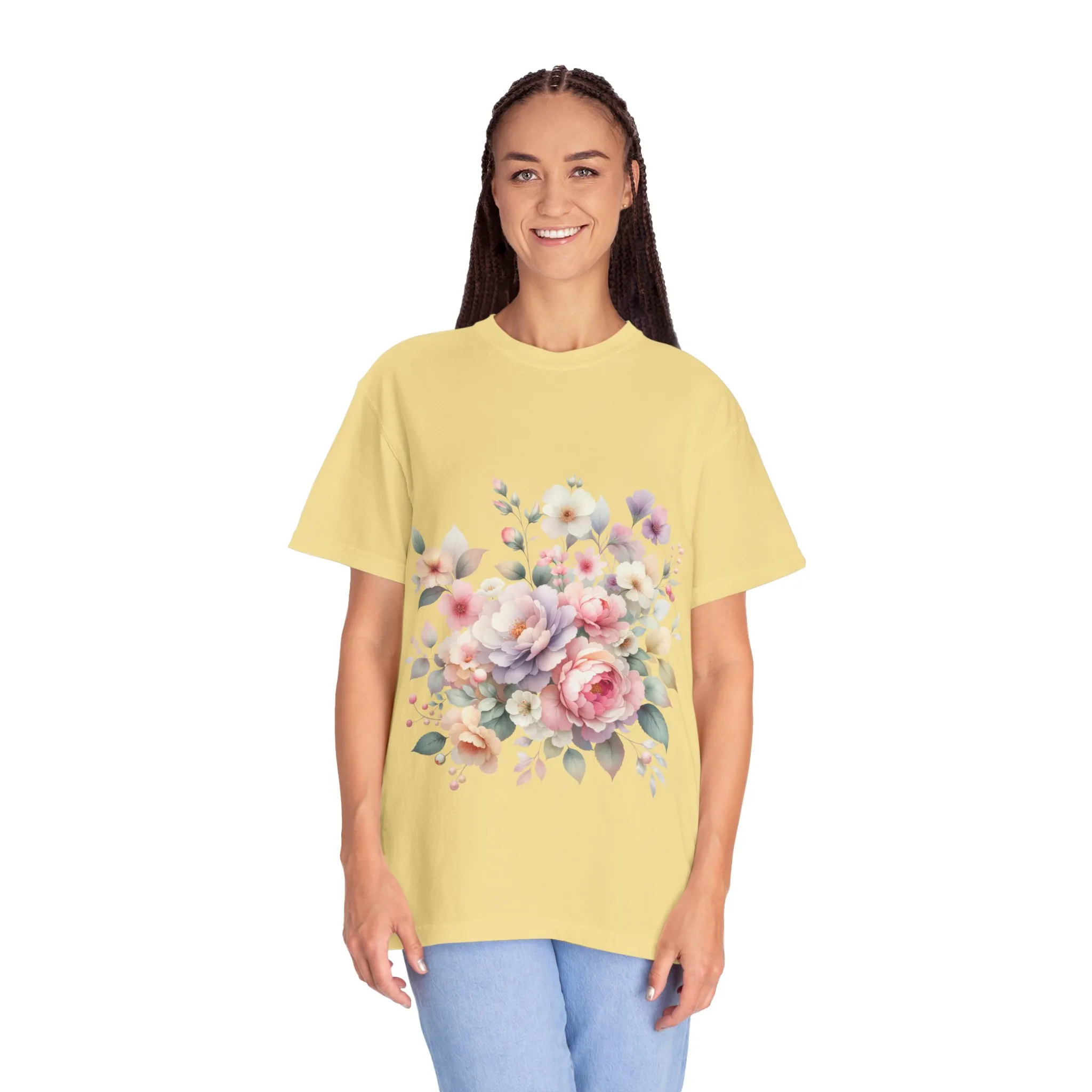 Floral Bliss Women's Garment-Dyed T-Shirt – Perfect for Spring Celebrations and Everyday Wear - Image 23