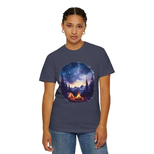Campfire Night Sky Unisex Garment-Dyed T-Shirt - Image 20
