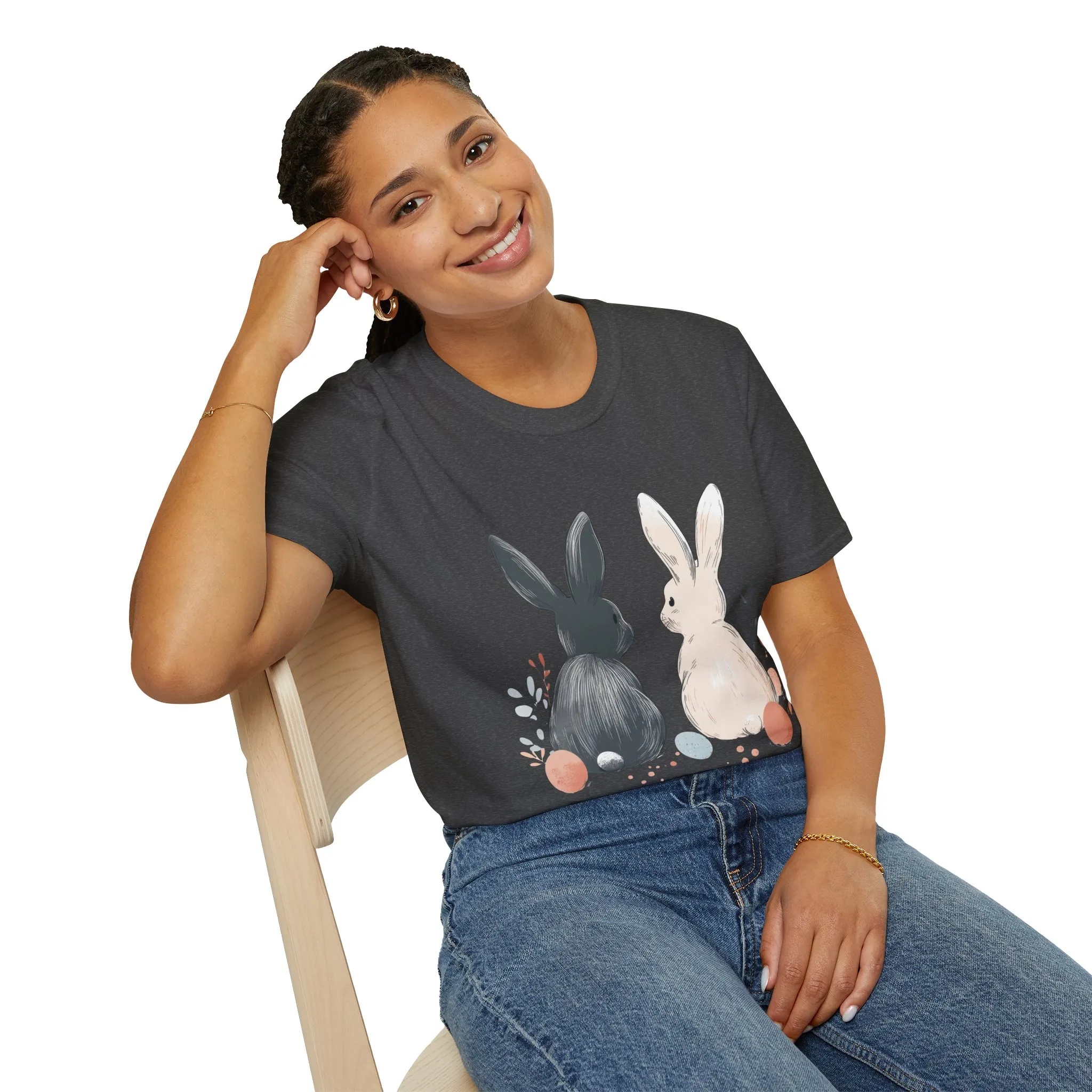 Cute Bunny Love Unisex Softstyle T-Shirt for Easter Celebrations - Image 30