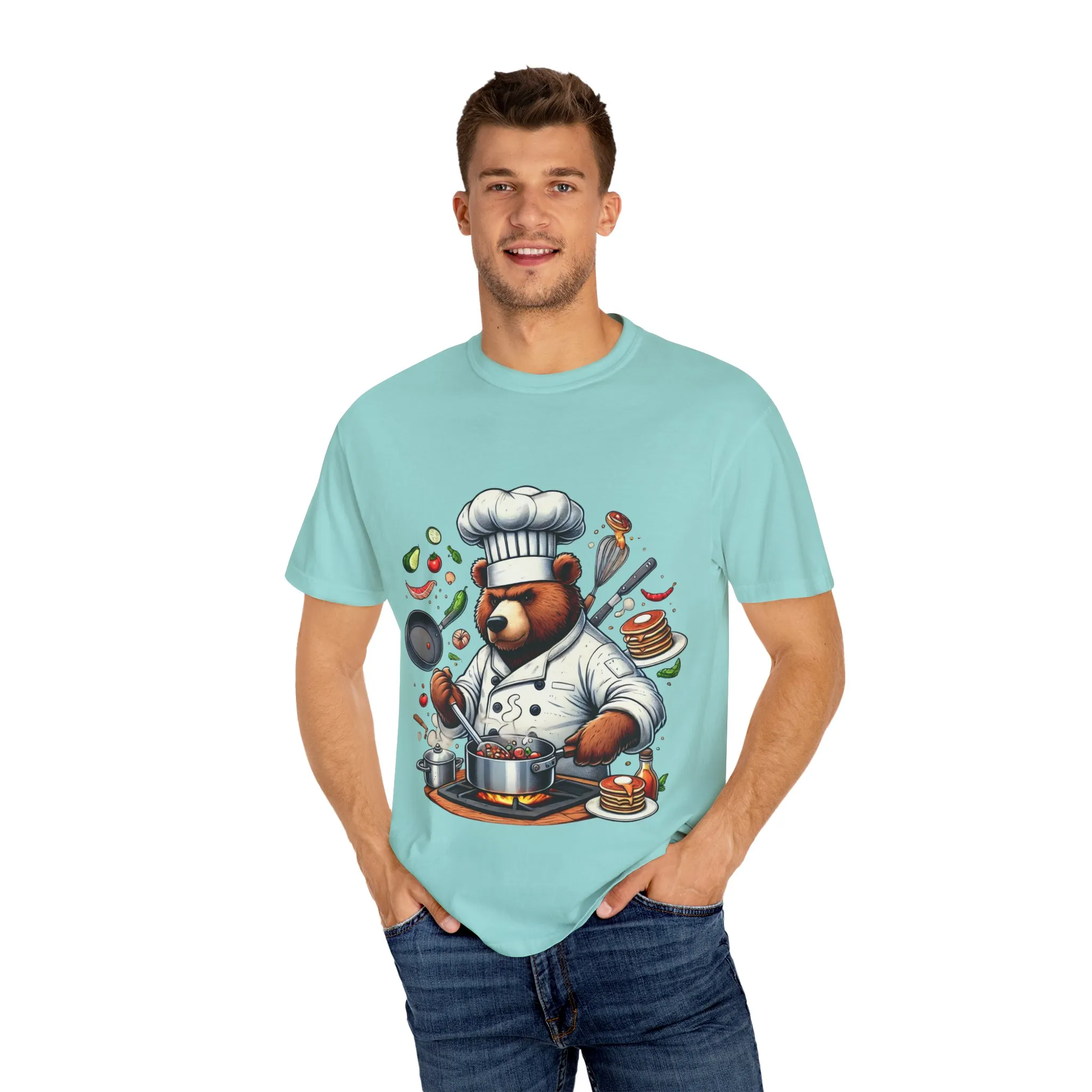Chef Bear Unisex Garment-Dyed T-Shirt - Perfect for Cooking Lovers and Foodies - Image 27