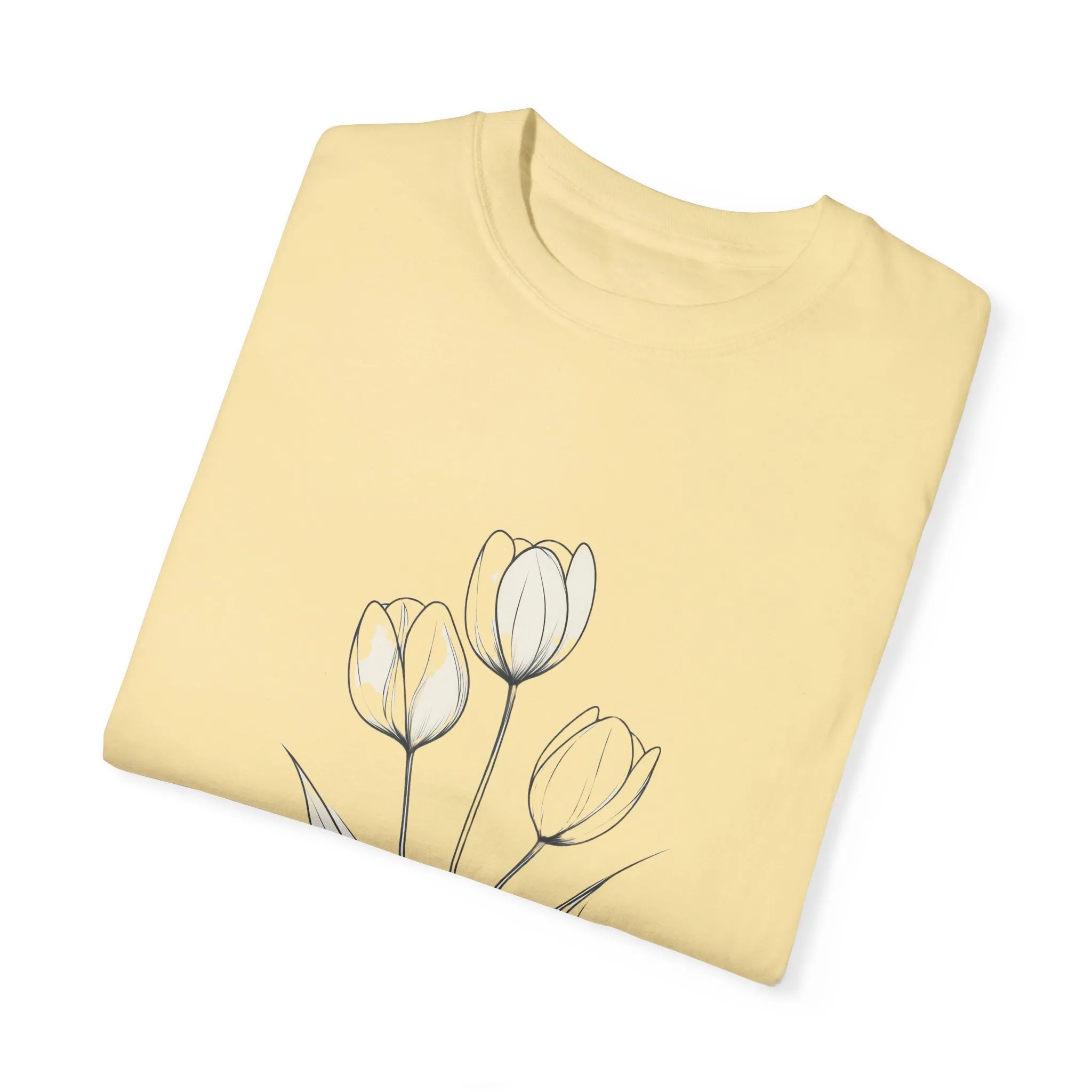 Floral Outline Unisex Garment-Dyed T-Shirt – Soft & Stylish Everyday Tee - Image 14