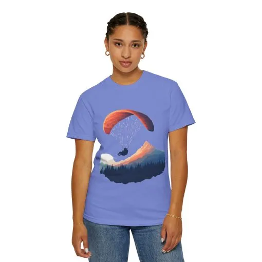 Adventure Awaits Unisex Garment-Dyed T-shirt - Paragliding and Mountain Design - Image 4