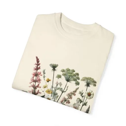 Botanical Print Unisex Garment-Dyed T-Shirt | Eco-Friendly Floral Tee for Nature Lovers - Image 6