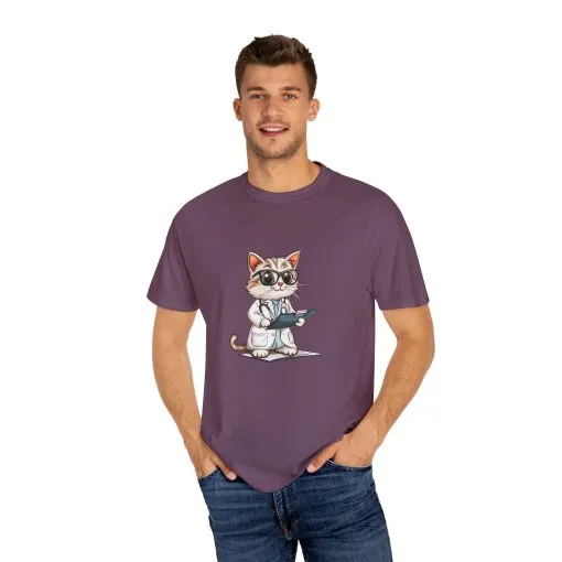 Funny Cat Doctor Unisex Garment-Dyed T-Shirt - Image 62