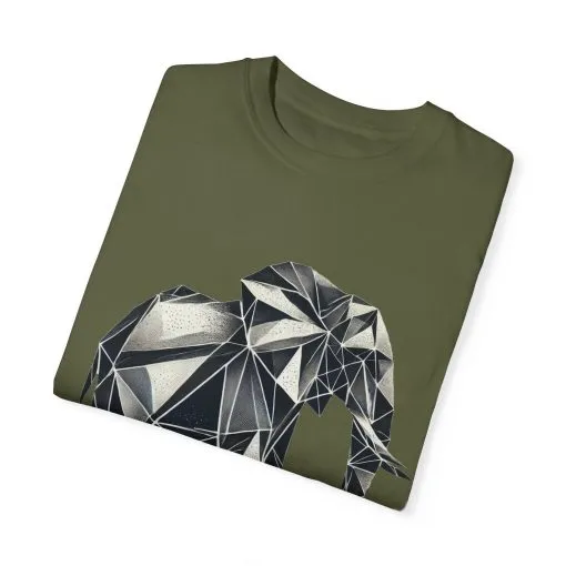 Geometric Elephant Unisex Garment-Dyed T-Shirt - Image 6
