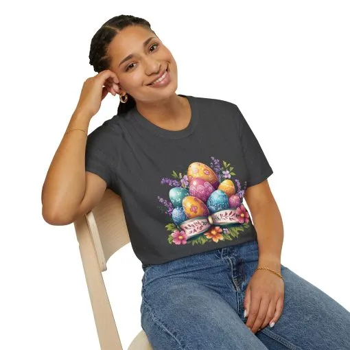 Easter Floral Eggs Unisex Softstyle T-Shirt - Image 24