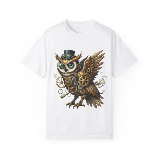 Steampunk Owl Unisex Garment-Dyed T-Shirt - Image 5