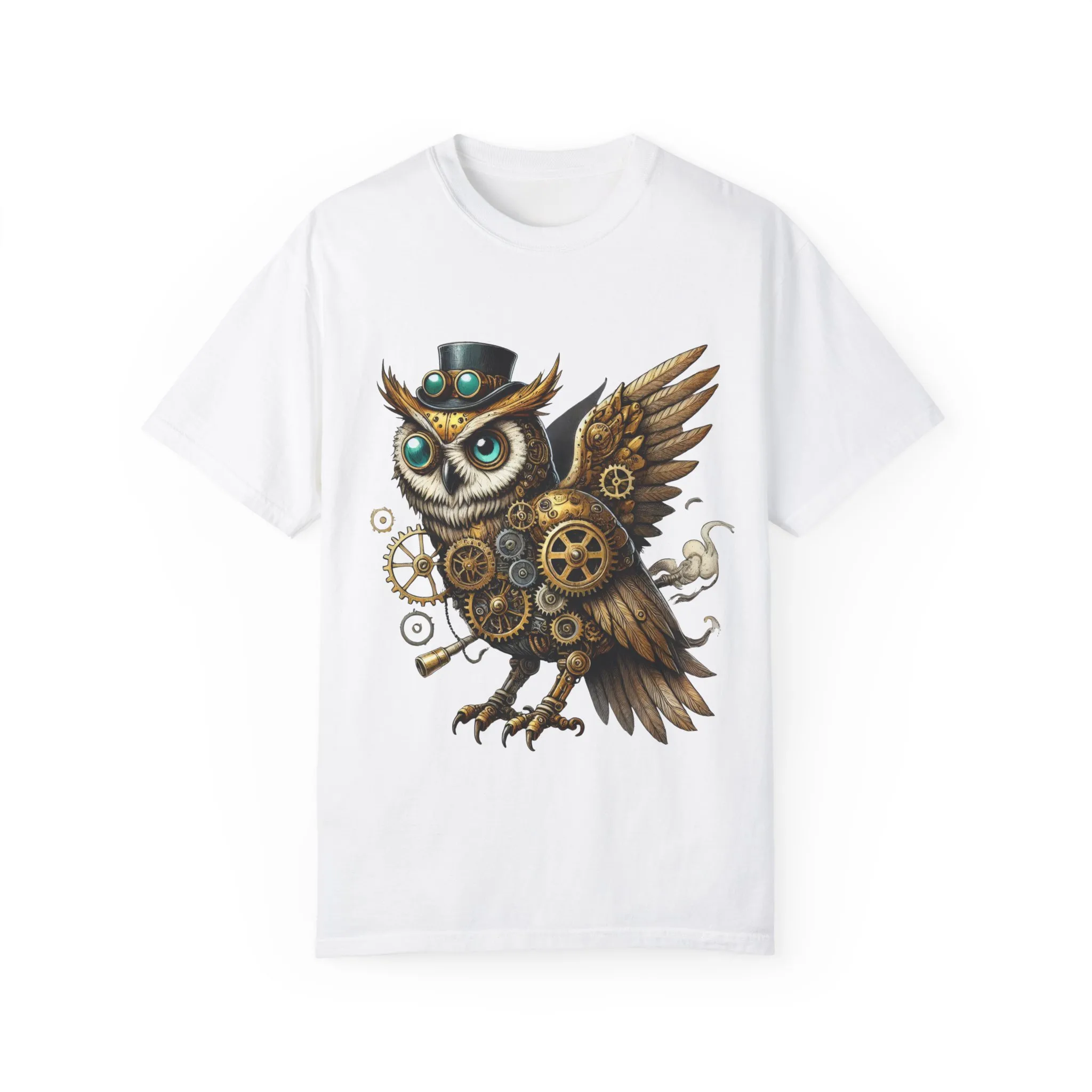 Steampunk Owl Unisex Garment-Dyed T-Shirt - Image 5