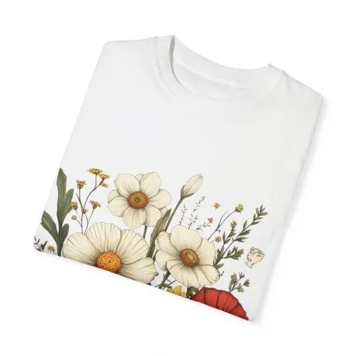 Floral Garden Unisex T-Shirt - Vintage Style Flower Design - Image 6