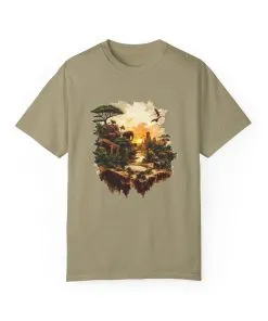 Adventure-Inspired Unisex Garment-Dyed T-Shirt with Nature Scene