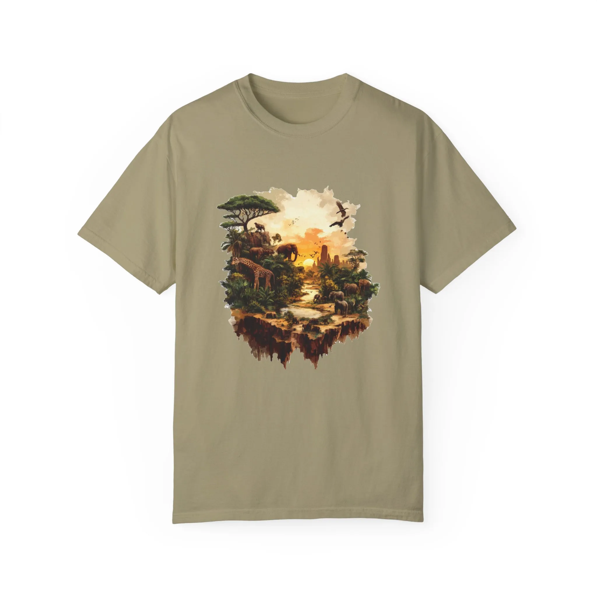 Adventure-Inspired Unisex Garment-Dyed T-Shirt with Nature Scene