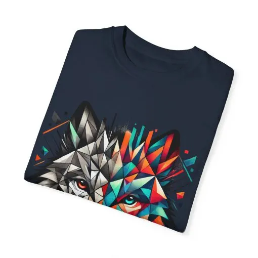 Vibrant Wolf Design Unisex Garment-Dyed T-Shirt - Colorful Art Tee - Image 37