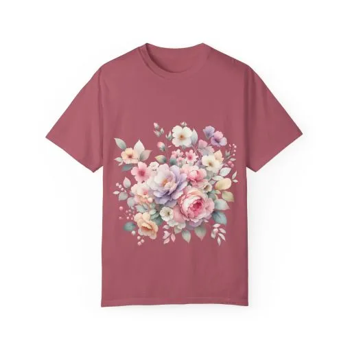 Floral Bliss Unisex Garment-Dyed T-Shirt – Perfect for Spring Celebrations and Everyday Wear - Image 53