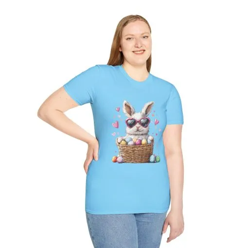 Cute Bunny Easter T-Shirt - Unisex Softstyle Tee with Colorful Egg Design - Image 39
