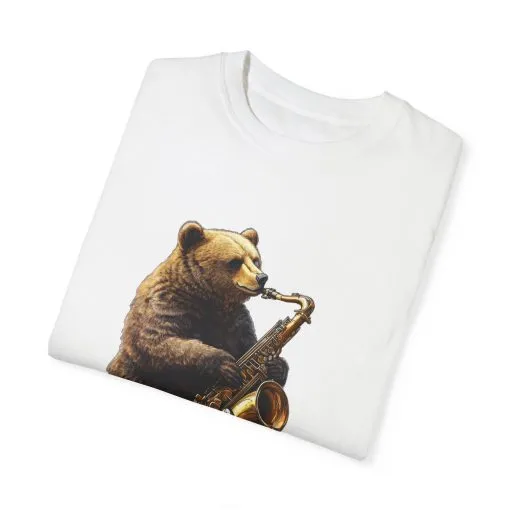 Jazz Bear Unisex Garment-Dyed T-Shirt - Image 6
