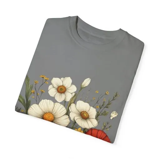 Floral Garden Unisex T-Shirt - Vintage Style Flower Design - Image 3