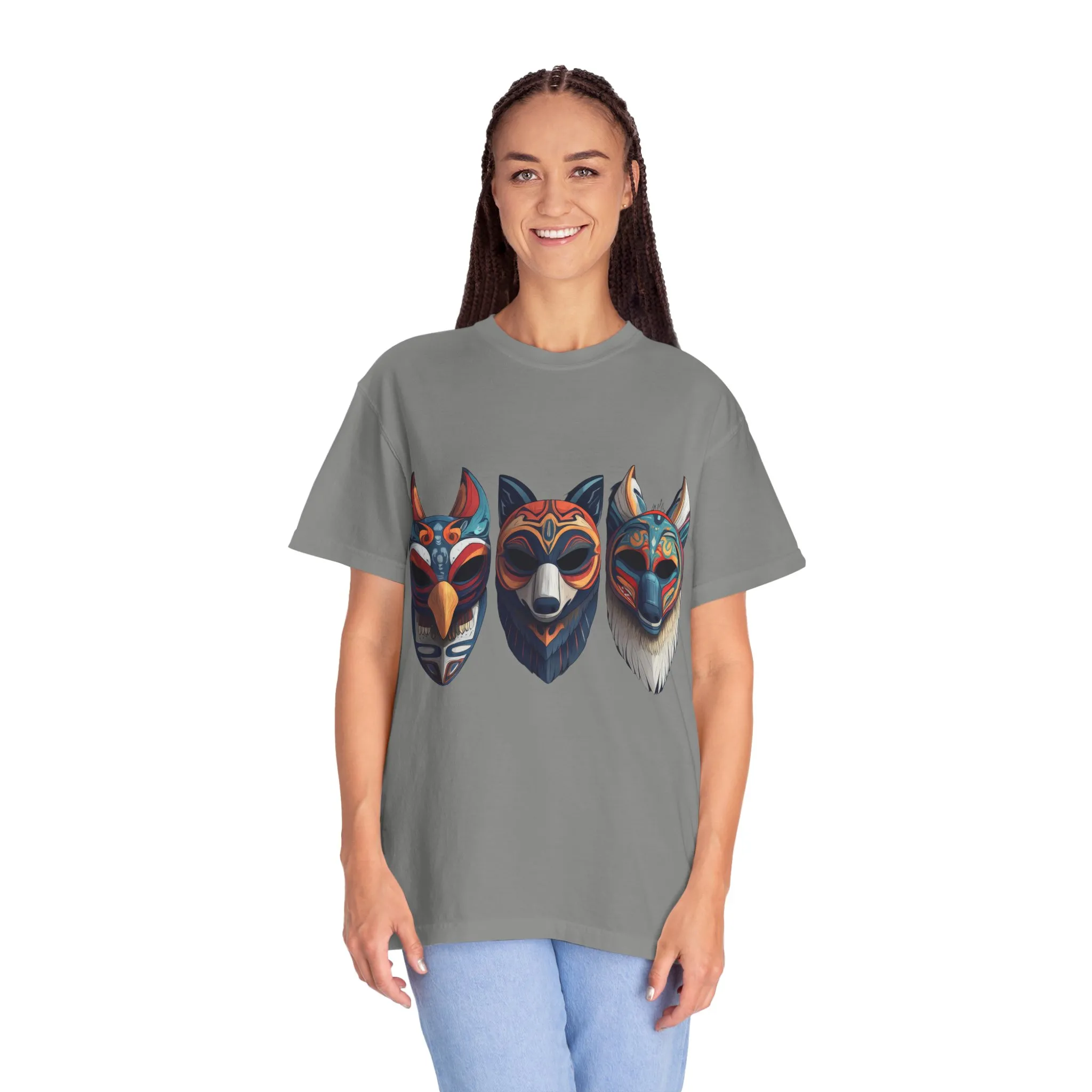 Tribal Mask Unisex Garment-Dyed T-Shirt | Artistic & Colorful Graphic Tee - Image 28