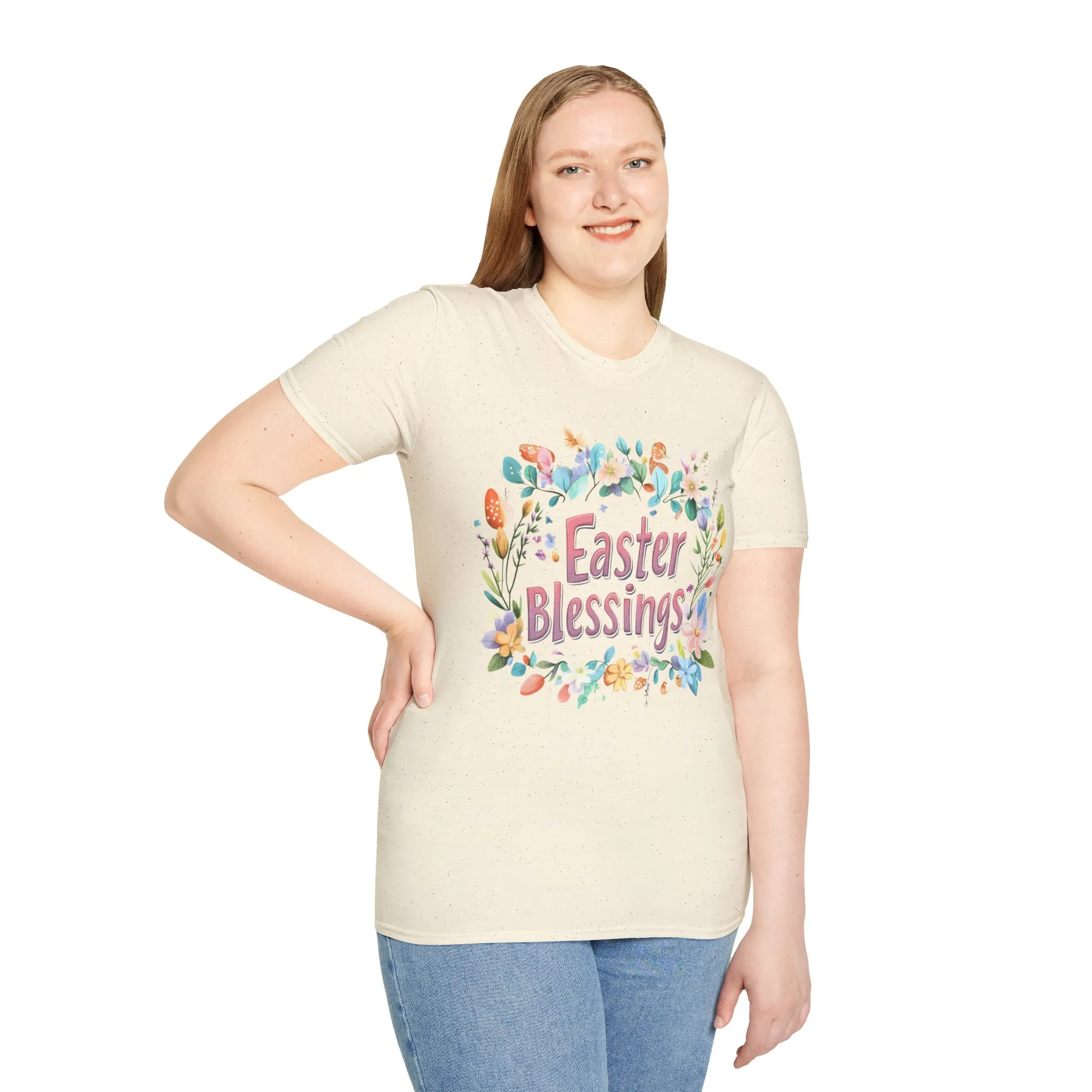 Easter Blessings Unisex Softstyle T-Shirt – Spring Floral Design - Image 19