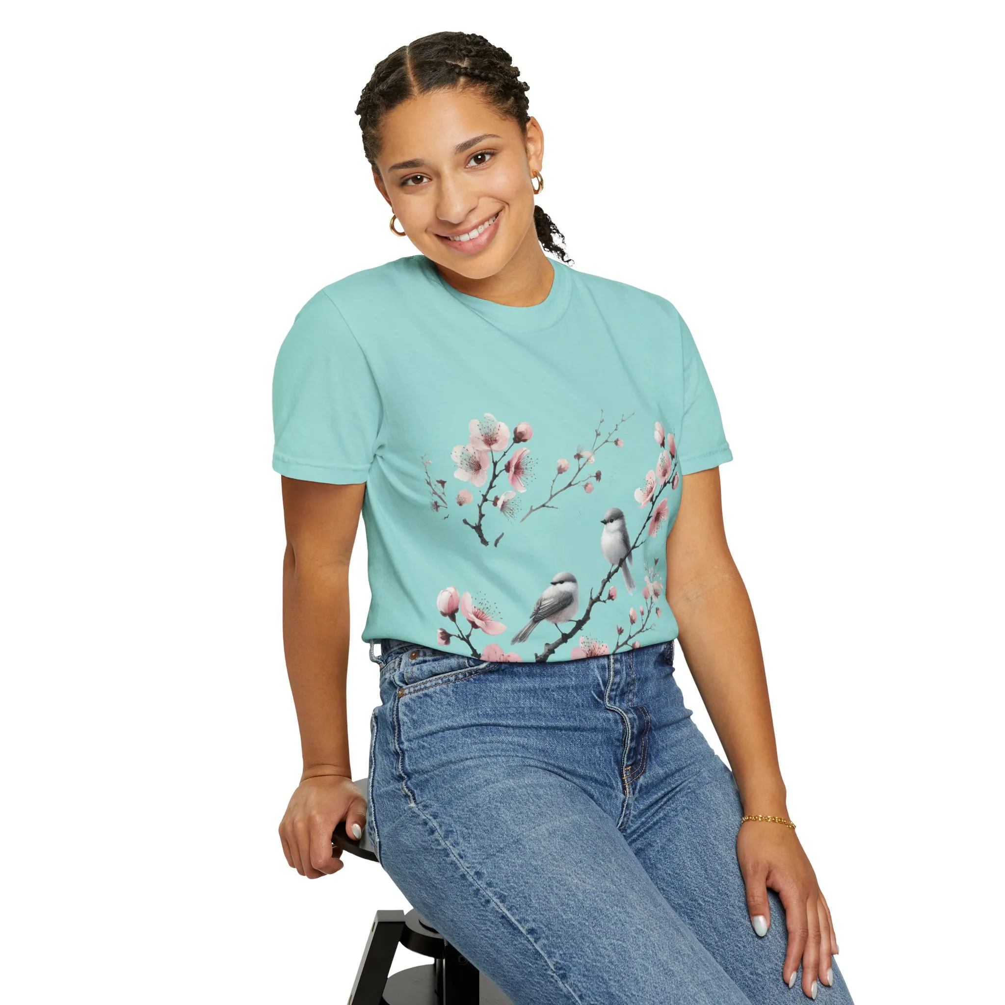 Spring Blossom Unisex T-Shirt - Floral Bird Design - Image 20