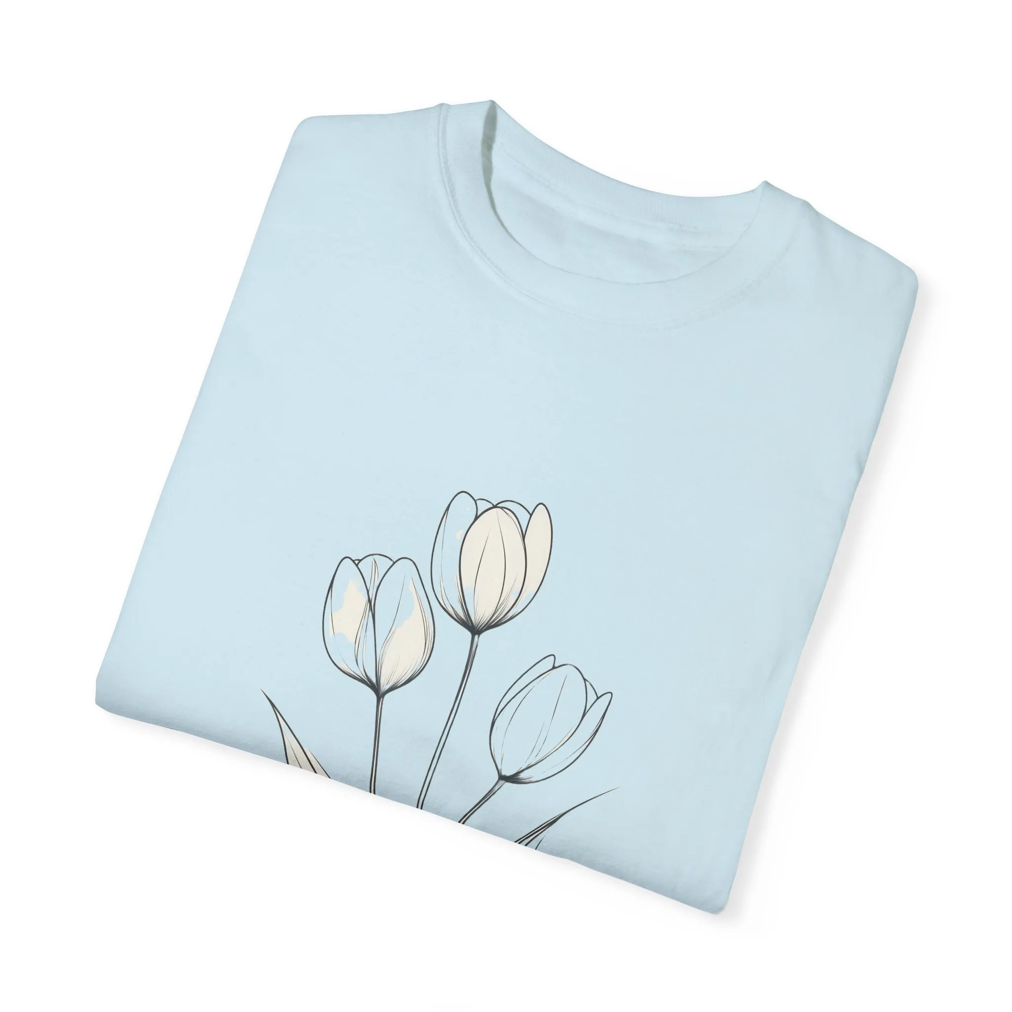 Floral Outline Unisex Garment-Dyed T-Shirt – Soft & Stylish Everyday Tee - Image 22