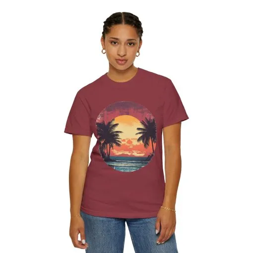 Unisex Garment-Dyed T-shirt | Sunset Beach Vibes Tee - Image 32
