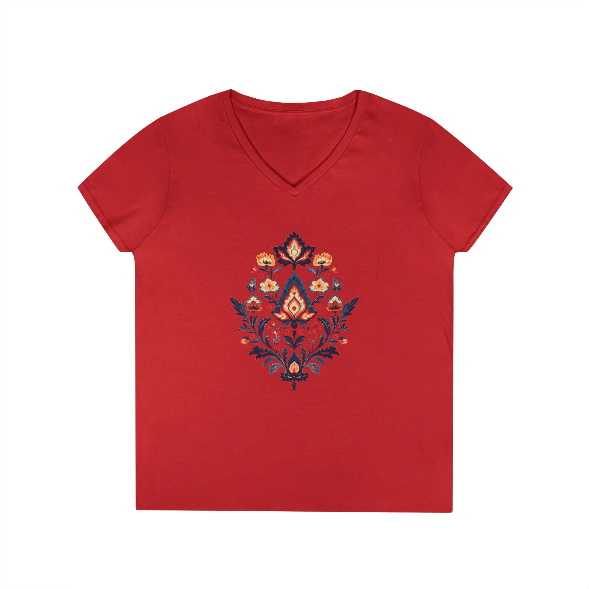 Floral Elegance Ladies' V-Neck T-Shirt | Boho Chic Style for Everyday Wear - Image 7