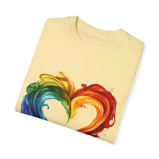Pride Heart Unisex Garment-Dyed T-shirt - Colorful Rainbow Design for LGBTQ+ Celebration - Image 14