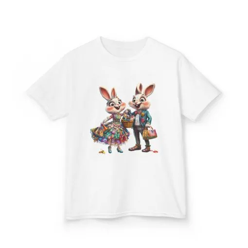 Adorable Bunny Couple Kids Tee - Perfect for Easter Celebrations - Image 5