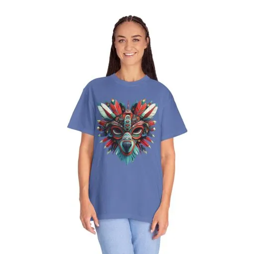 Vibrant Tribal Mask Unisex Garment-Dyed T-Shirt | Unique Festival Fashion - Image 29