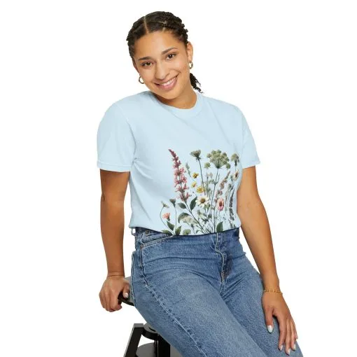 Botanical Print Unisex Garment-Dyed T-Shirt | Eco-Friendly Floral Tee for Nature Lovers - Image 20
