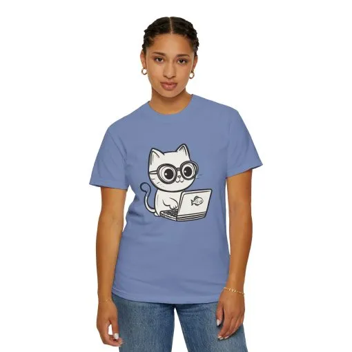 Cute Cat Gamer Unisex Garment-Dyed T-Shirt - Image 24
