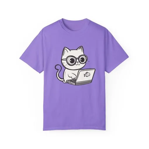 Cute Cat Gamer Unisex Garment-Dyed T-Shirt - Image 29