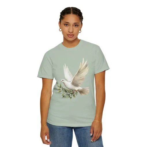 Serene Dove Unisex Garment-Dyed T-Shirt - Peaceful Nature Design - Image 22