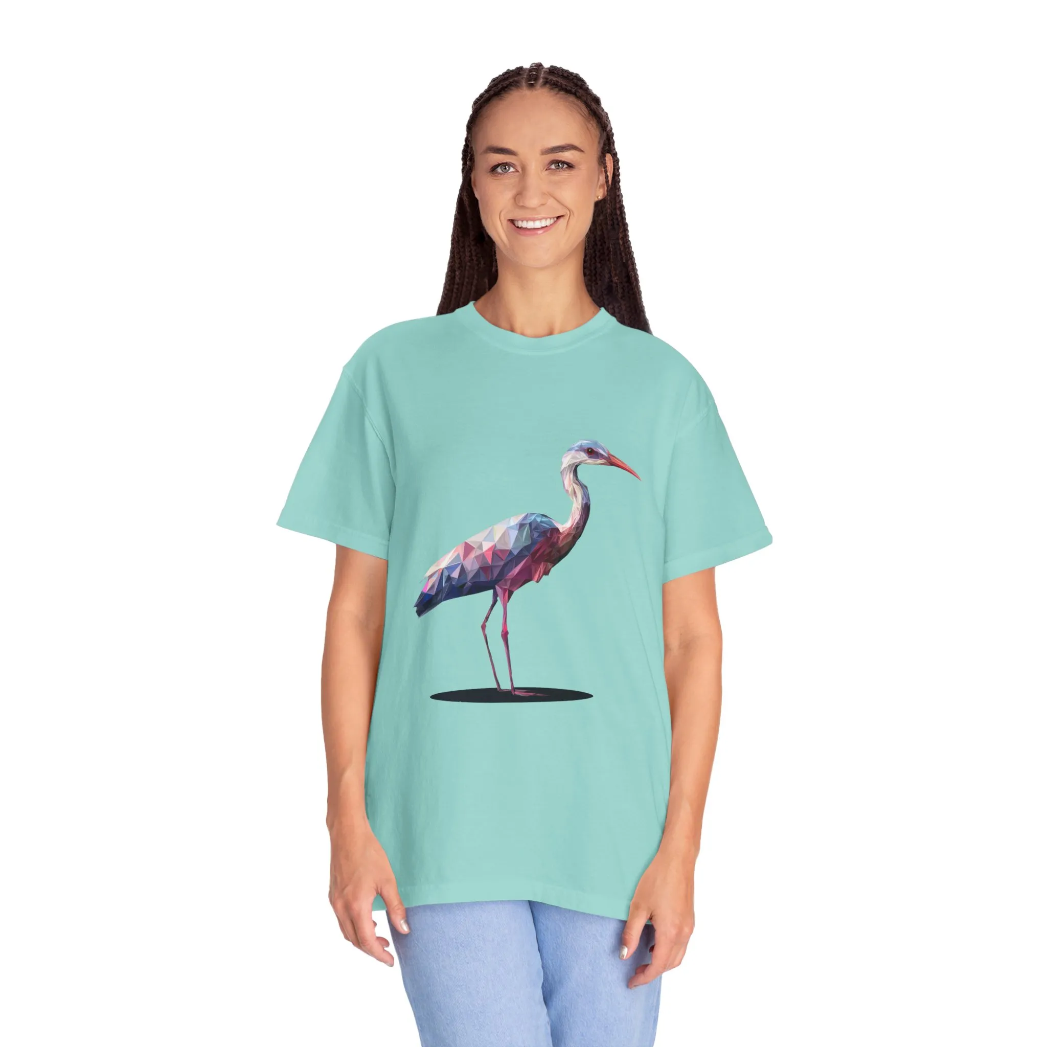 Geo Crane Unisex Garment-Dyed T-Shirt – Stylish Bird Graphic Tee for Nature Lovers - Image 13