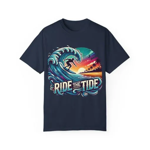 Ride the Tide Unisex Garment-Dyed T-shirt - Surfing Inspired Graphic Tee - Image 33