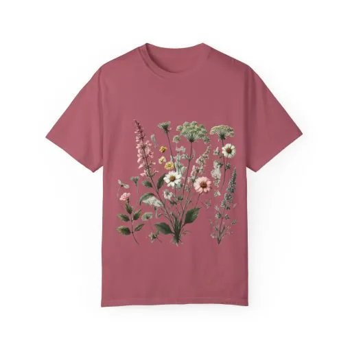 Botanical Print Unisex Garment-Dyed T-Shirt | Eco-Friendly Floral Tee for Nature Lovers - Image 37