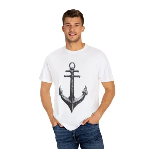 Nautical Anchor Unisex Garment-Dyed T-shirt | Casual Marine Style Wear