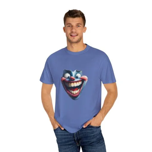 Unisex Garment-Dyed T-shirt with Vintage Clown Print - Perfect for Halloween & Graphic Tee Lovers - Image 3