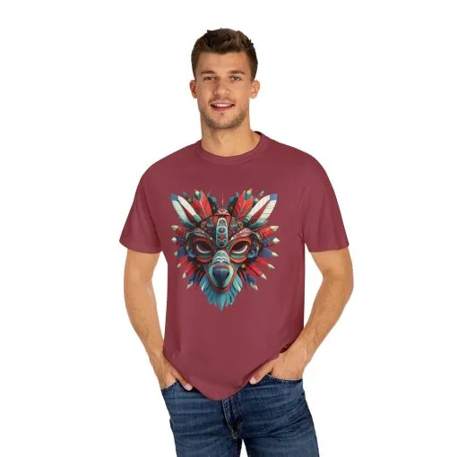 Vibrant Tribal Mask Unisex Garment-Dyed T-Shirt | Unique Festival Fashion - Image 56