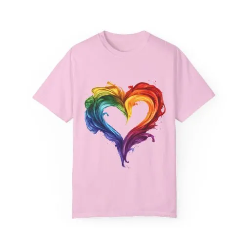 Pride Heart Unisex Garment-Dyed T-shirt - Colorful Rainbow Design for LGBTQ+ Celebration - Image 41