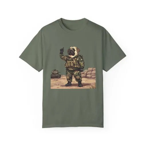 Military Pug Unisex Garment-Dyed T-Shirt - Funny Dog Graphic Tee for Pet Lovers - Image 21