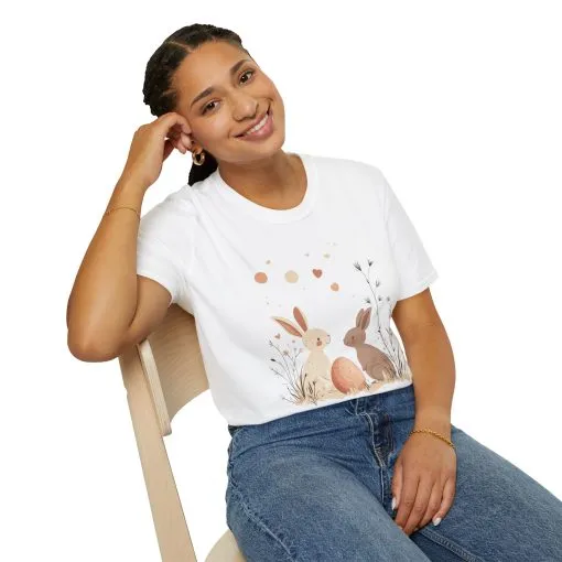 Spring Bunny Love Unisex Softstyle T-Shirt - Cute Floral Design for Easter Celebrations - Image 8
