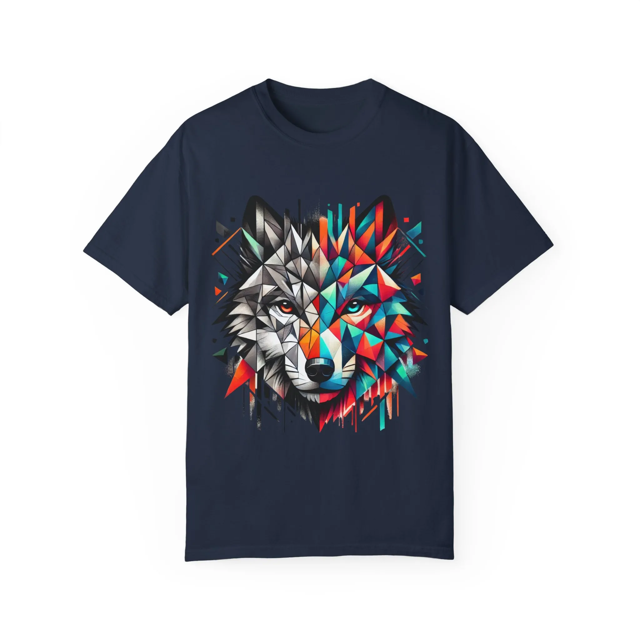 Vibrant Wolf Design Unisex Garment-Dyed T-Shirt - Colorful Art Tee - Image 36