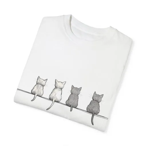 Cute Cat Sitting T-Shirt - Unisex Garment-Dyed Tee for Cat Lovers - Image 2